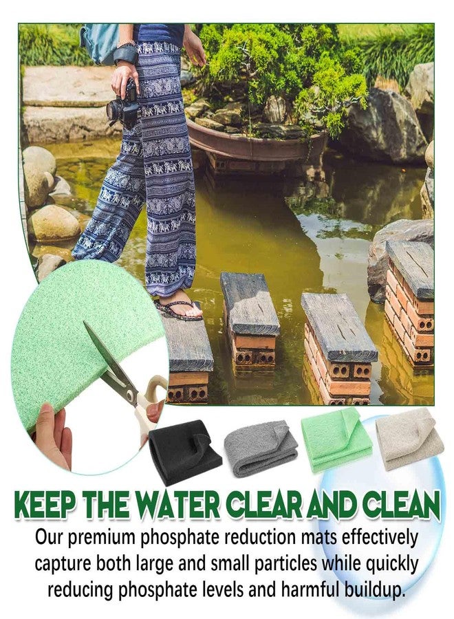 Treela 4 Pcs 18 x 10 Inch Aquarium Filter Pads Ammonia Phosphate Nitrite Remover Reducer Filter Pads Cut-to-fit for Aquariums & Ponds Fish Tank Accessories (Green,Gray,Khaki,Black) - Image 5